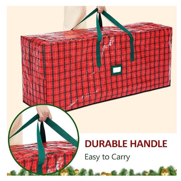 Christmas Tree Storage Bag, Reinforced Handles & Zipper, Heavy Duty w/Label Slot - Picture 2 of 9